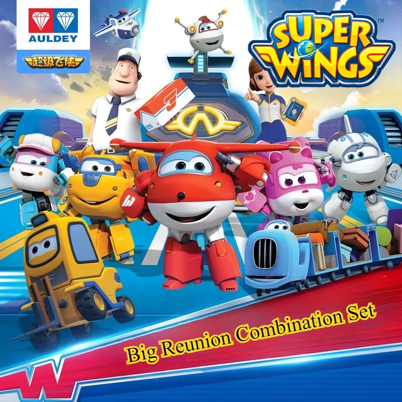 

Набор игрушек AULDEY Super Flying Man, комбинированный набор, набор игрушек Super Wings, полная коллекция персонажей, сборка