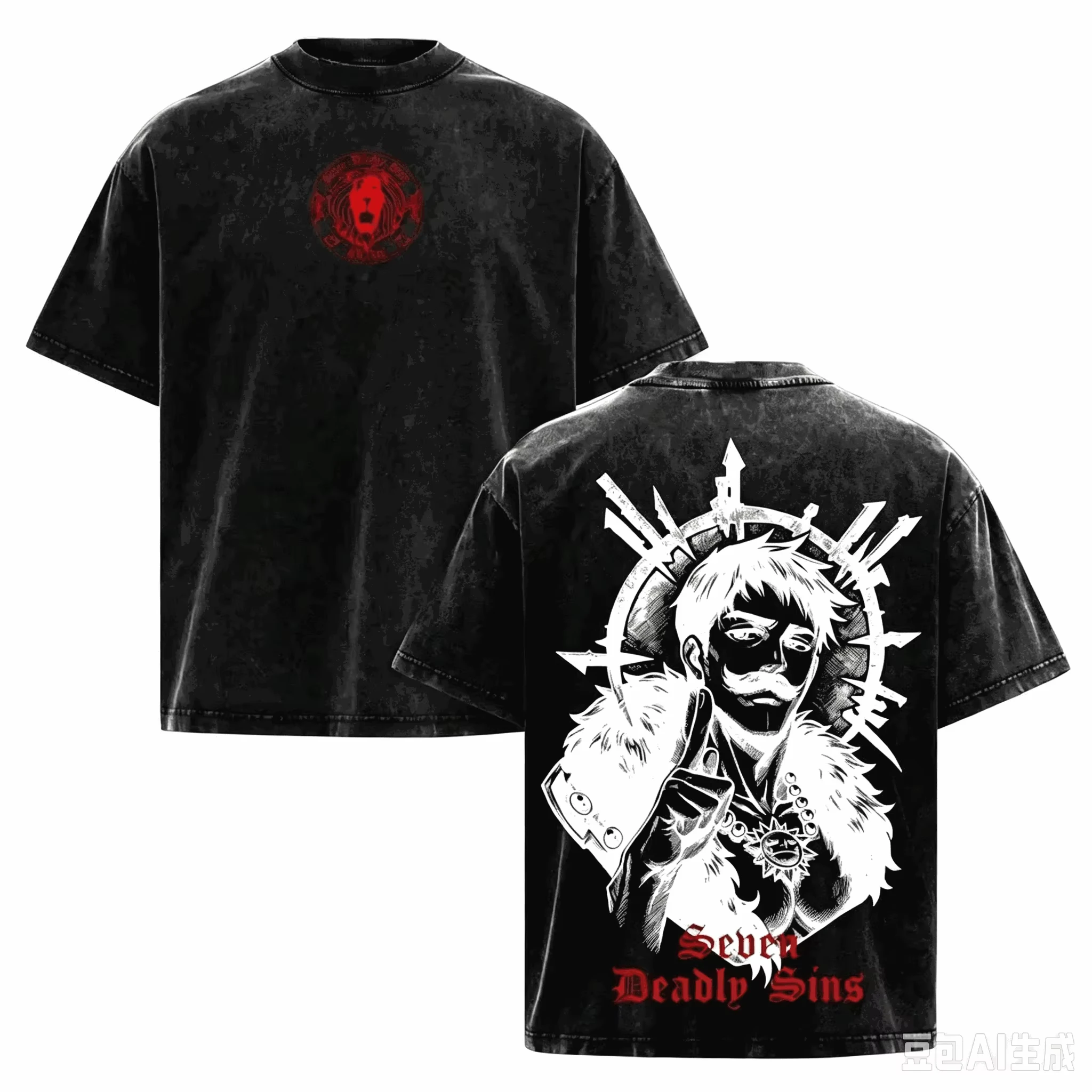 The Seven Deadly Sins Escanor Graphic Washed T Shirts Y2K Men Women Casual Hip Hop Washed T-shirt Comfortable Vintage Loose soft