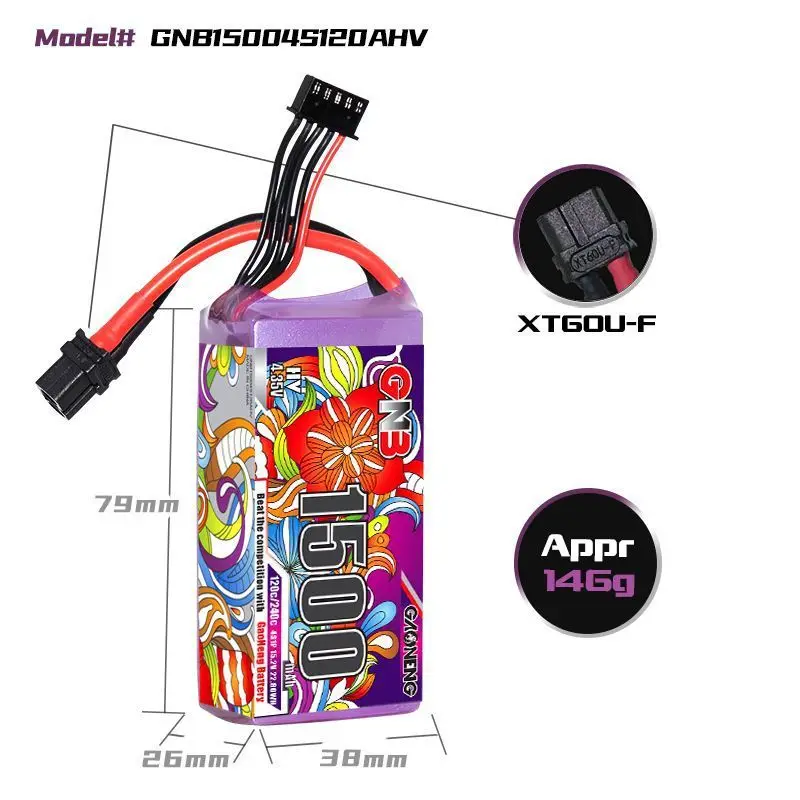 GNB 15.2v 1500mAh 120c/240c akumulator do helikoptera RC Quadcopter FPV Racing Drone części zamienne HV 4s akumulator Lipo