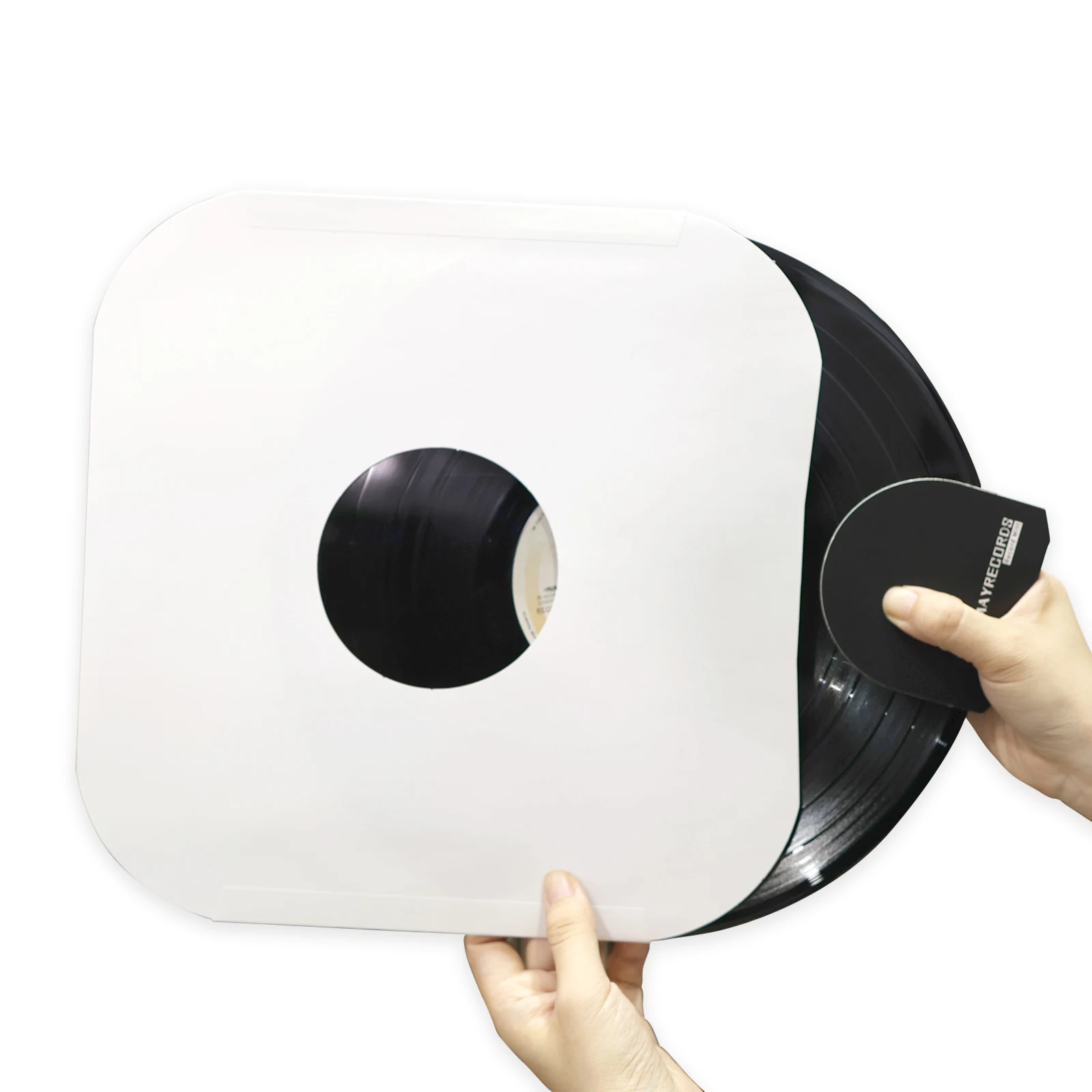 Hot 20 Pcs High Quality ACID FREE Anti-static White Kraft Paper Inner Sleeves 12 Inch LP Record With Hole and Rounded Corners