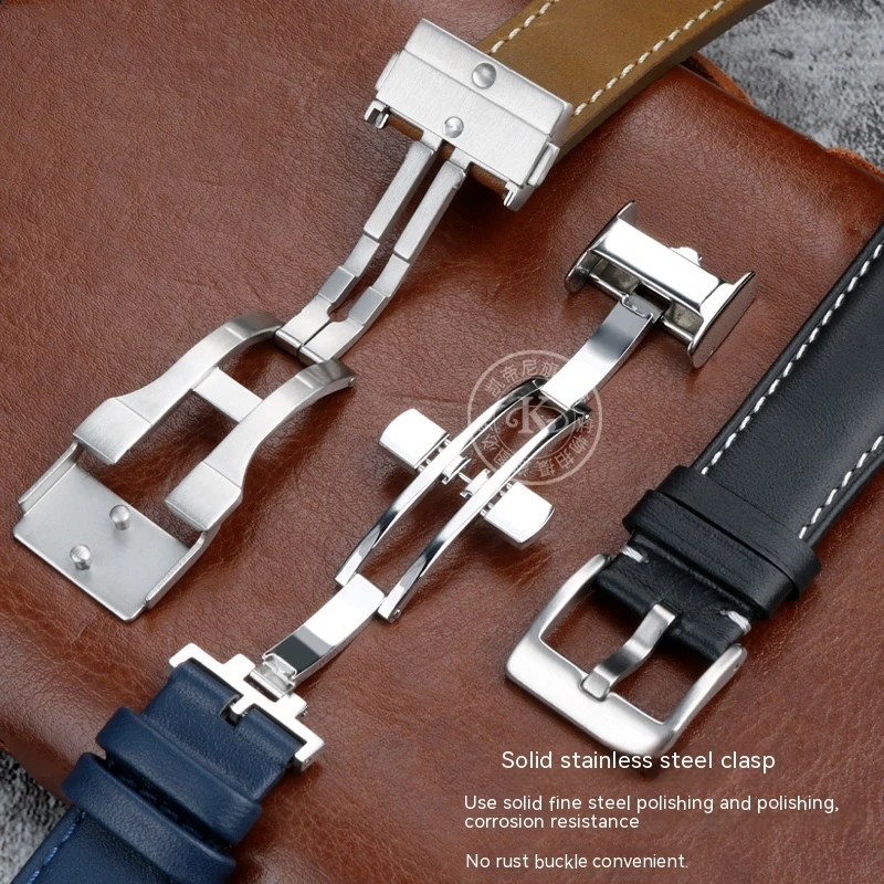 Genuine Leather Watch Band For Longines Pioneer  Time Watch Strap Waterproof Bottom L3.812.4  L3.82.4 Bracelet 21mm 22mm