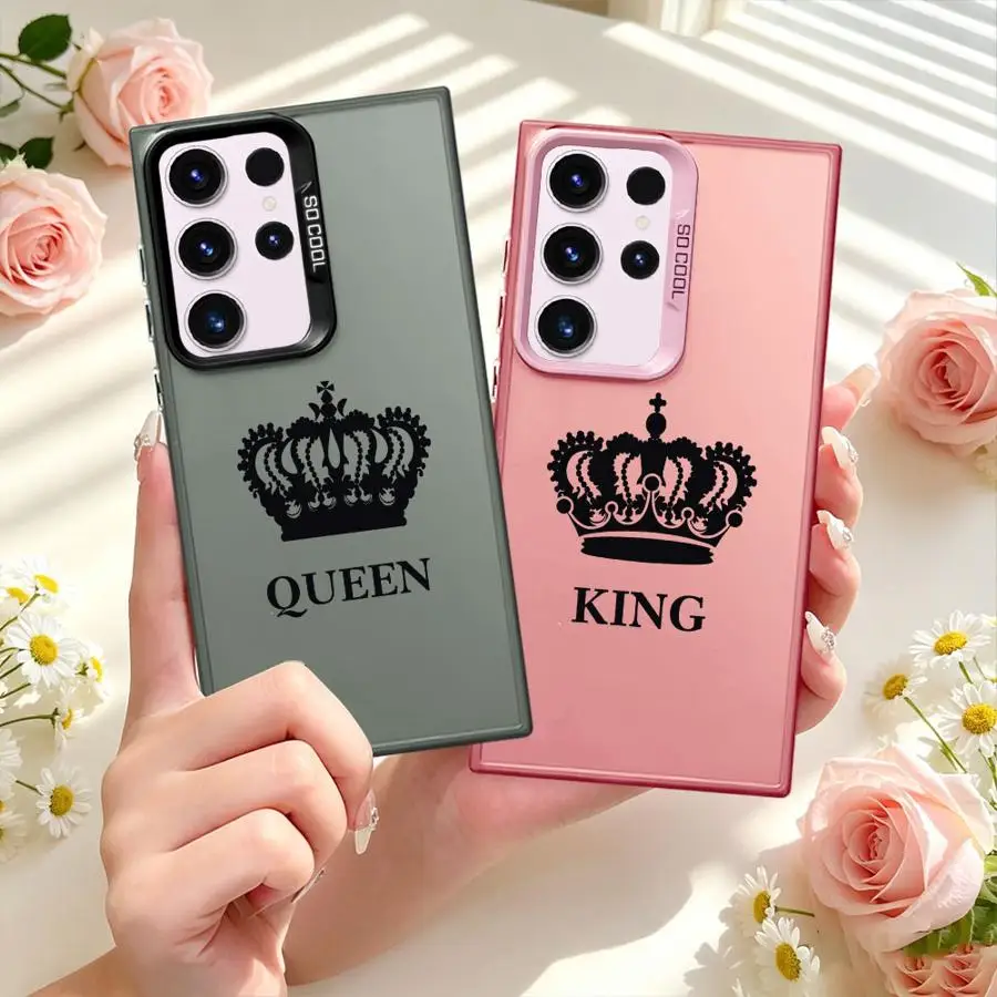 Case for Samsung Galaxy S26 Note 20 Ultra S20 FE S21 S23 S25Edge S25 S24 FE S22 Ultra Phone Cover Crown Queen King Letter