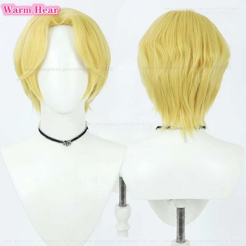 

High Quality Anime Sabo Cosplay Wig Gloden Yellow Curly Wig Heat Resistant Synthetic Hair Halloween Party Anime Wigs + Wig Cap