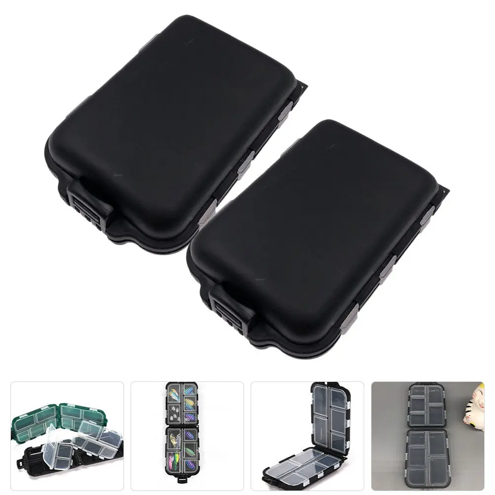 2Pcs Waterproof Bait Lure Box Heavy Duty PVC Fishing Tackle Case with Built-in Partitions Multiple Grids for Hooks Baits Lures