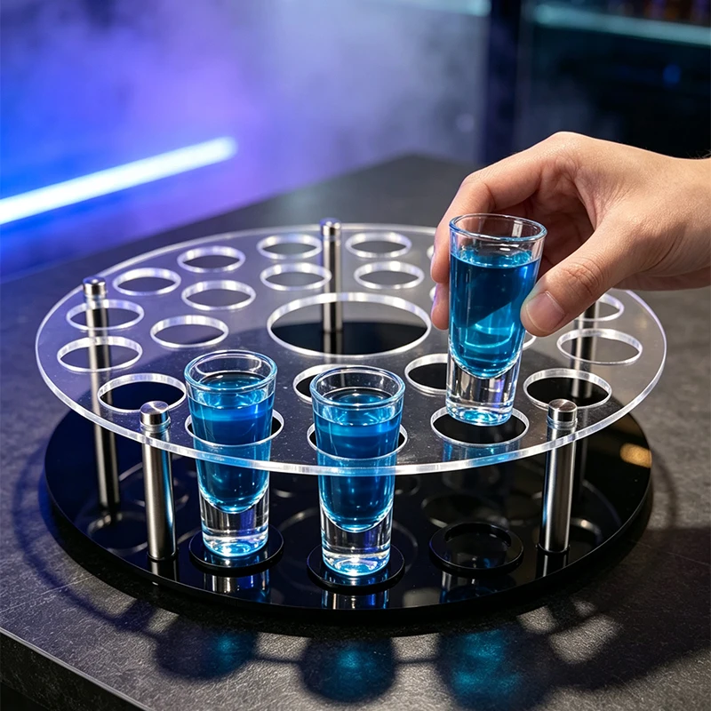 Round Perforated Acrylic Wine Glass Holder, Perforated Shot Glass Holder, Party Cup Holder, Bar Shot Glass Display Stand, Round Bullet Cup Holder, Home and Commercial Cocktail Cup Storage Rack, Bar and Tavern Drinkware