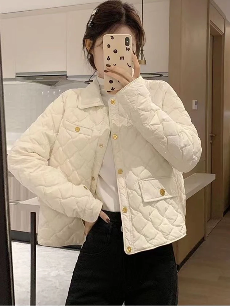 2024 Autumn Ultra Light Warm Casual Coat Parka Female Puffer Jacket Women Vintage Small Fragrance Parka Warm Short Coat Outwear