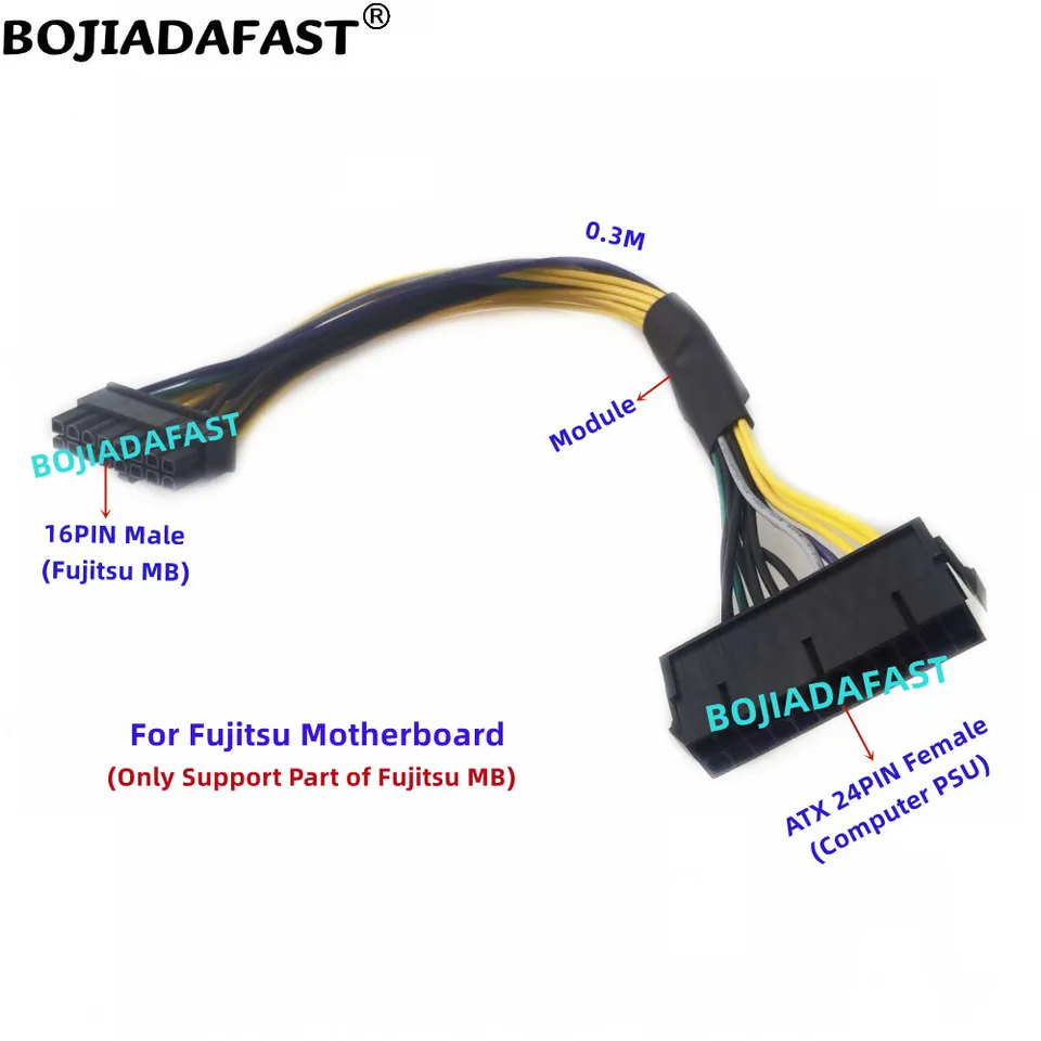 ATX 24Pin To 16PIN Fujitsu Motherboard Adapter Power Cable Cord