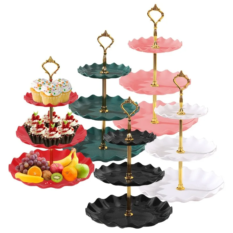 

Light Luxury Three-Layer Snack Plate, Nordic Style Plastic Fruit Tray, Dried Fruit Plate for Hotel & Living Room