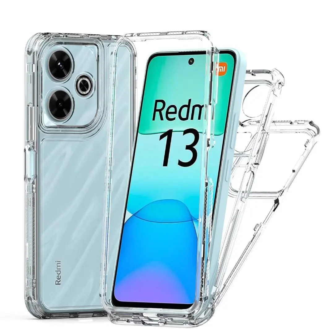 Transparent Cell Phone Case 3 in 1 For Xiaomi Redmi 13 4G /Note12pro 4G / Redmi 10C Drop-Proof Shock-Proof Effective Protection