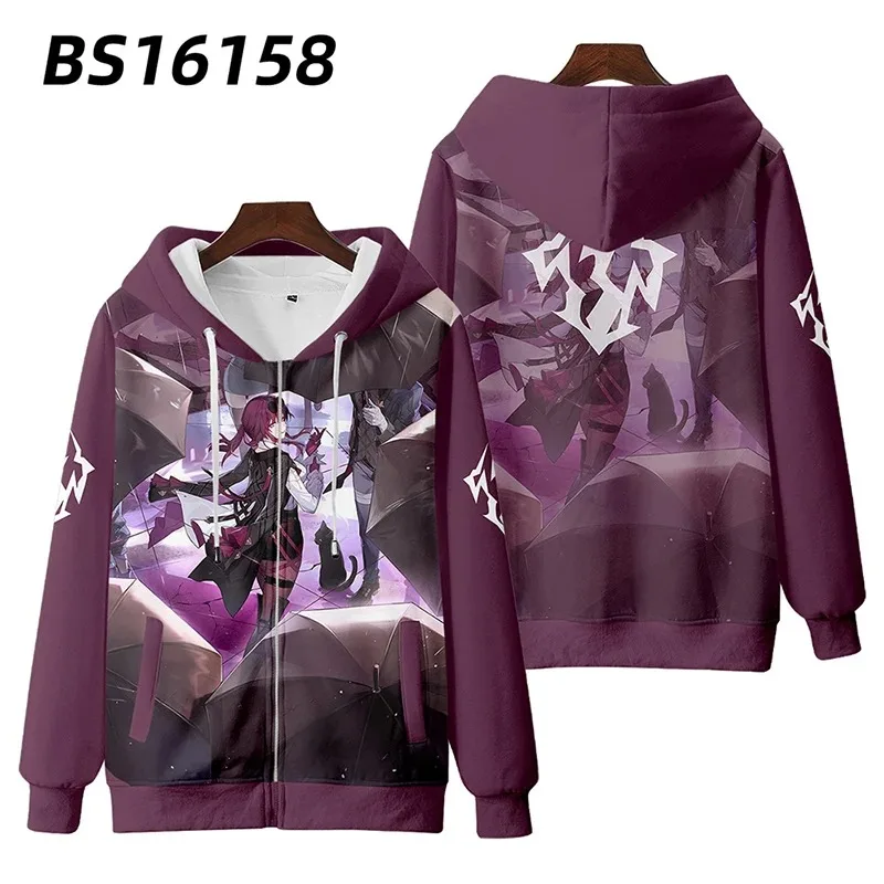 Sudadera con capucha con cremallera y estampado 3D de Anime Honkai Star Rail para mujer y hombre, ropa de calle, Hip Hop, Kafka, Cosplay, chaqueta con capucha, prendas de vestir