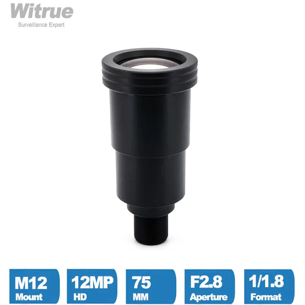 Witrue HD 4K Lens 12MP  75MM Long View Distance M12 Mount F2.8 1/1.8
