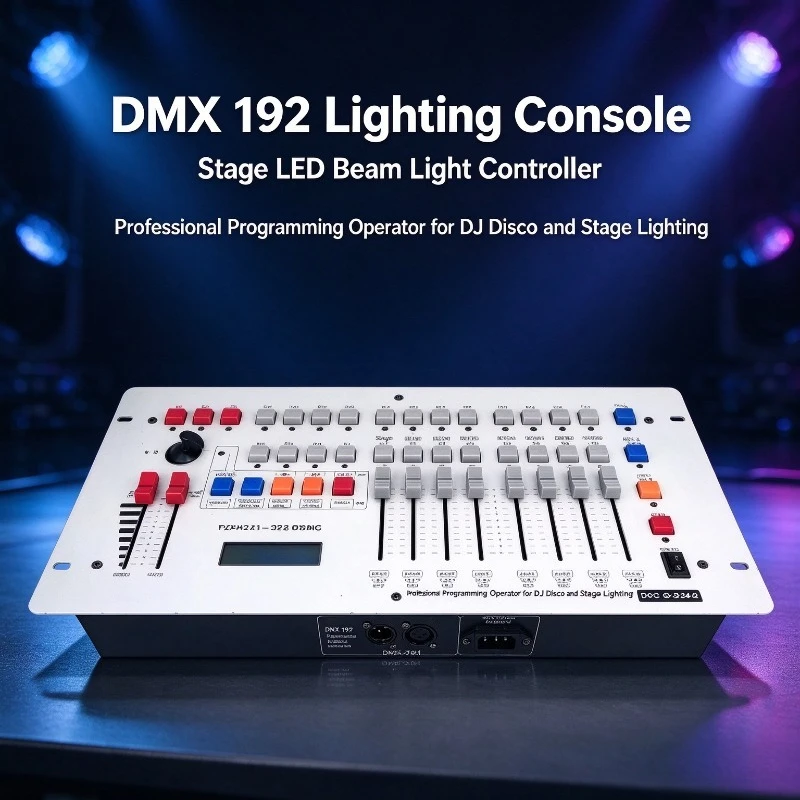 DMX 192 Lighting Console, Stage LED Beam Light Controller, Professional Programming Operator for DJ Disco and Stage Lighting