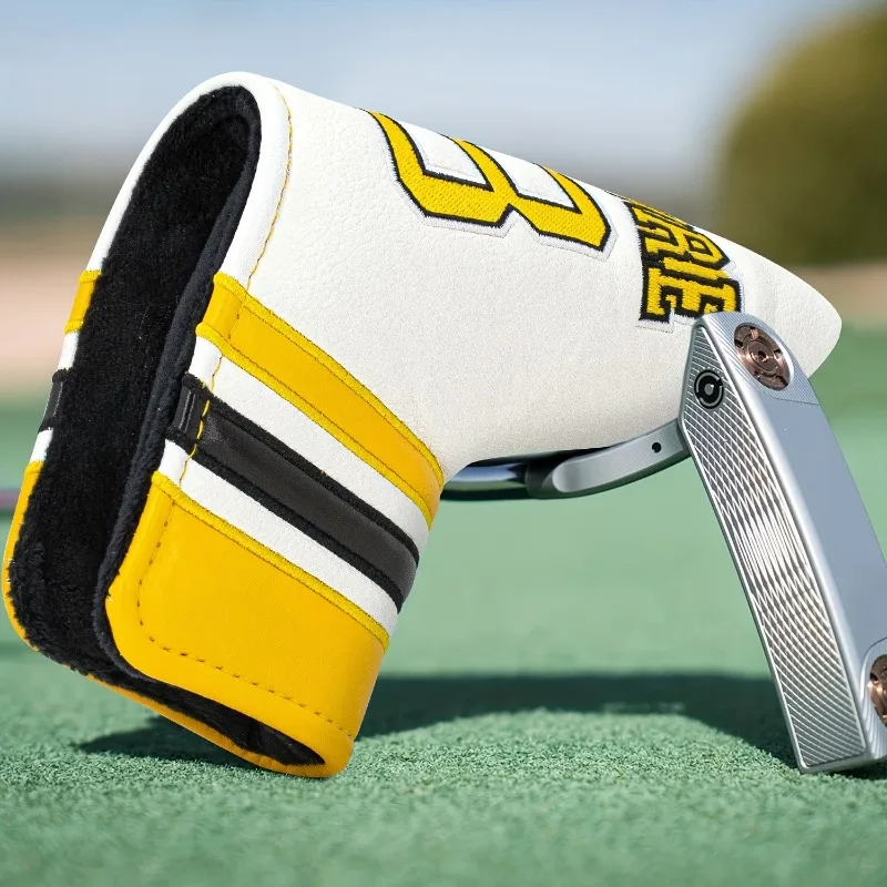غطاء رأس نادي الجولف مقسم 18 لونًا - غطاء متين لوضع الجولف، متوفر باللونين الأبيض والأسود لحماية رأس الكرة