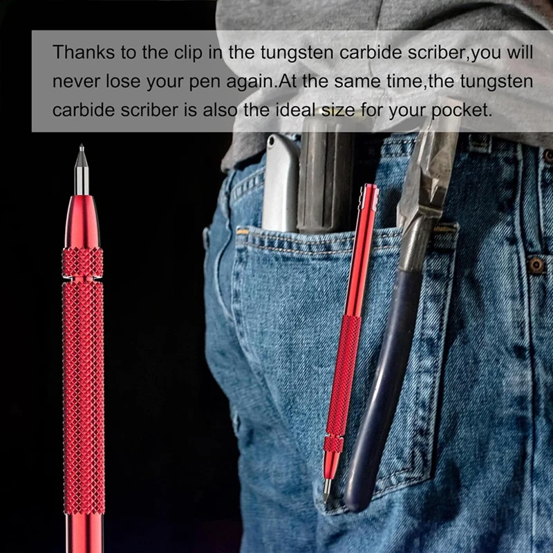 AA01-Color Tungsten Carbide Scriber With Magnet,A Ruler,With Extra 21Replacement Marking Tip,For Glass/Ceramics/Metal Sheet