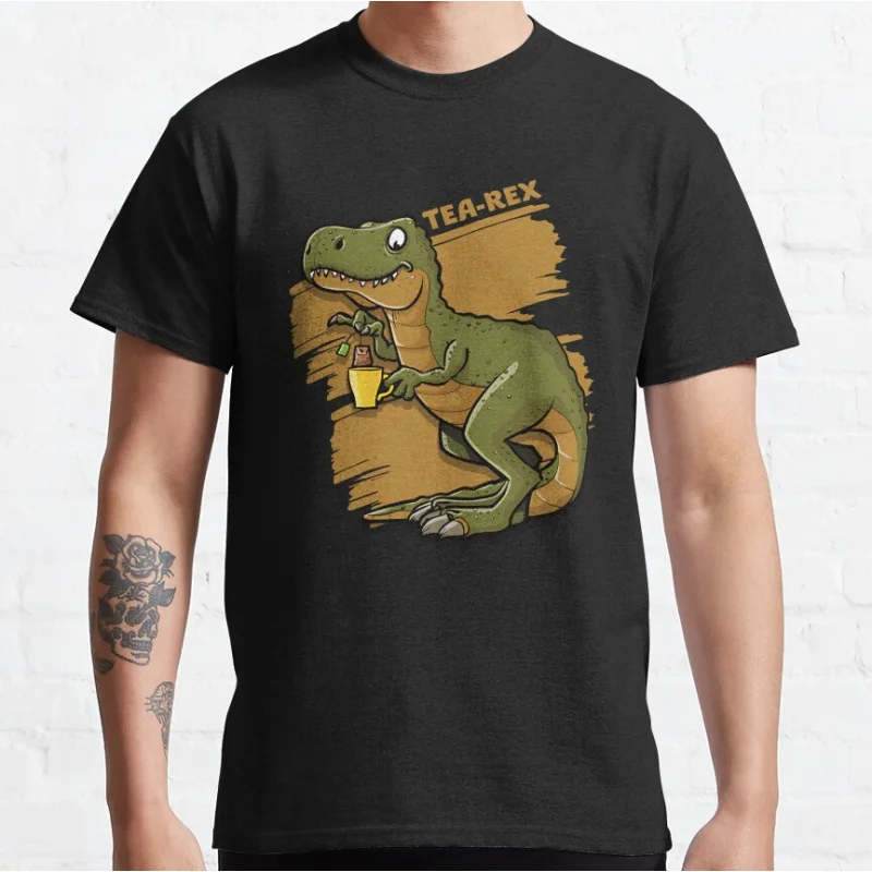 

Tea-Rex - Funny Animal Cute Dinosaur Kawaii T-Rex pun humor Graphic T Shirts large size Adult tops S-6XL