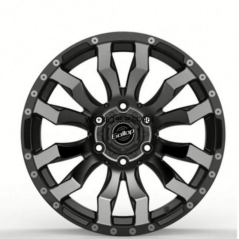 Gallop 20-Inch ET0-38 Custom Alloy Off-Road High Performance Car Wheels 20*12 PCD6*114.3-139.7 5*114.3 Black Finish Multi-Spoke