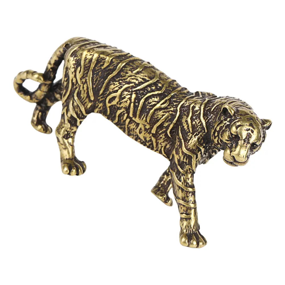 

1pc Brass Tiger Desktop Decor Creative Gift For Office Home Copper Crafts Tabletop Tiger Copper Craft Decoration Ornament