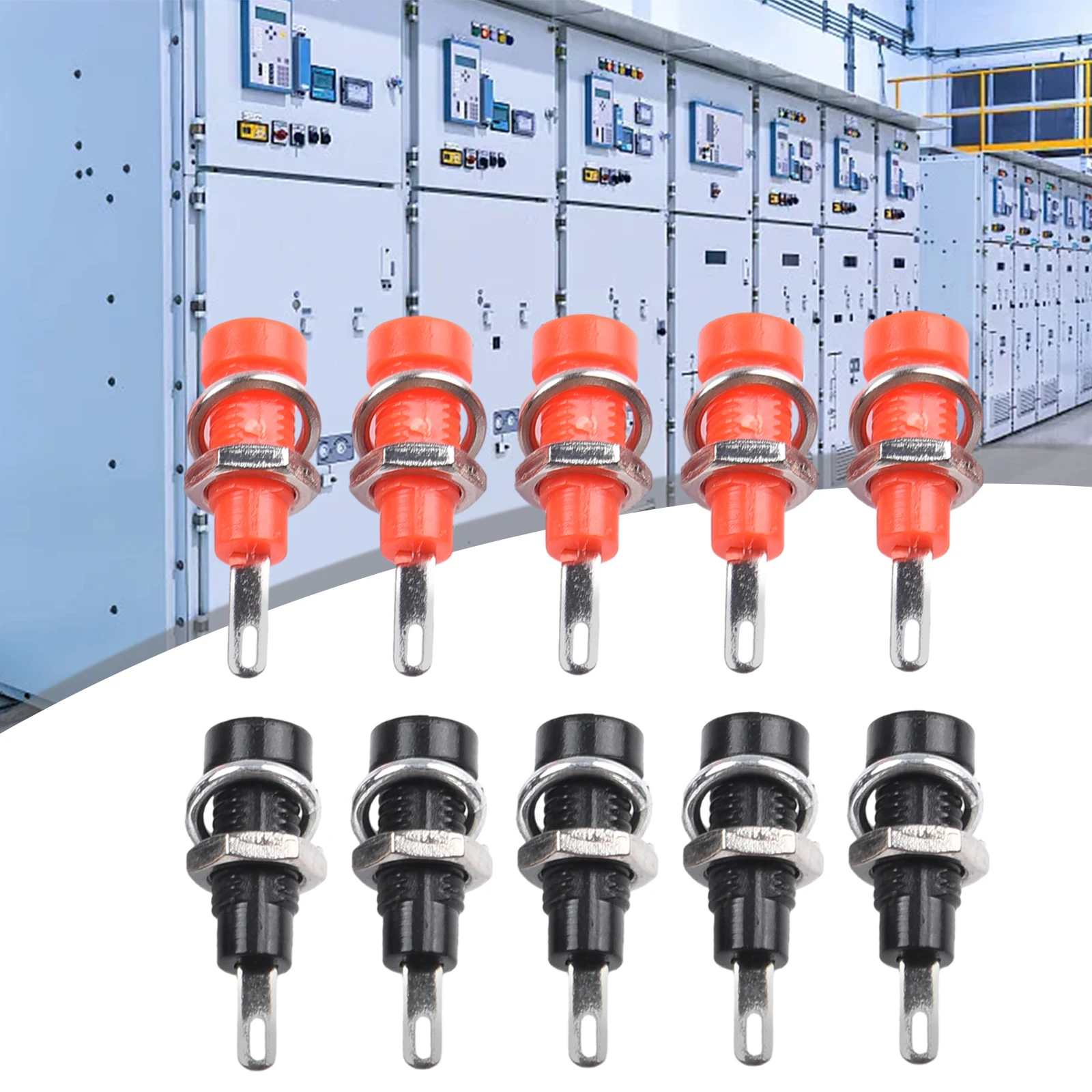 10PCS 2MM Banana Socket Binding Post Copper Nickel Plated Connector Terminal For Electrical Wire Cable Testing Red Black