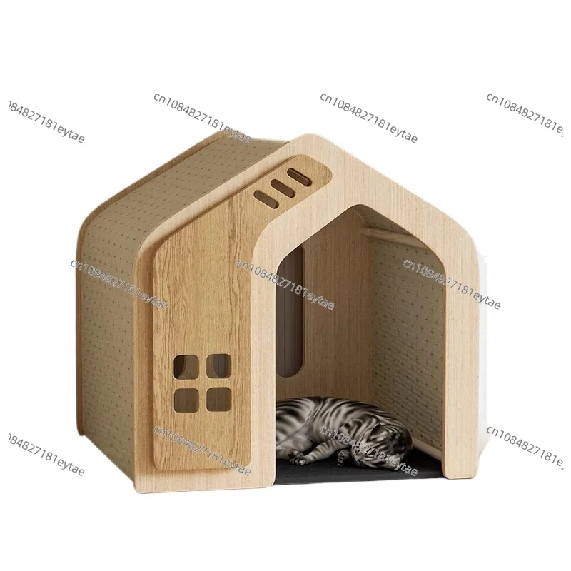 Solid Wood Universal Pet House for Teddy Small Dog Cat Breathable Villa Cage Nest Simple Furniture