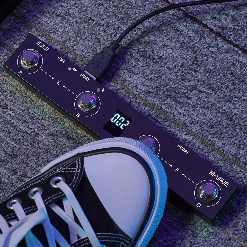 M-VAVE Chocolate Plus Wireless MIDI Controller 4-Button Pedal, USB/BT Programmable with 12H Battery for DAW/Video Page Turner