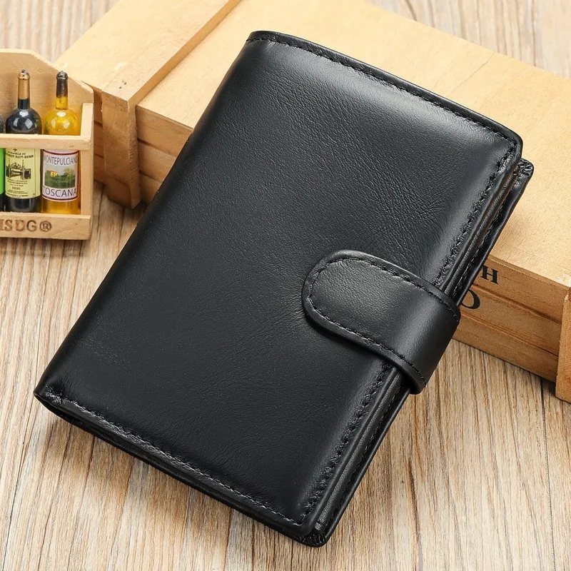 Retro Men's Leather Wallet - Anti-magnetic RFID High-end Leather Pouch with Multiple Card Slots - Portable Wallet