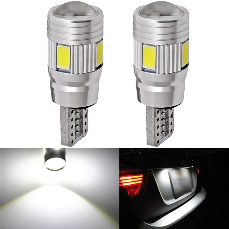 2x Car LED Signal Bulb 12V T10 W5W 5W5 LED Bulb Canbus 6000K 6 SMD No error Auto Wedge Side Lamp License Plate Clearance Bulbs