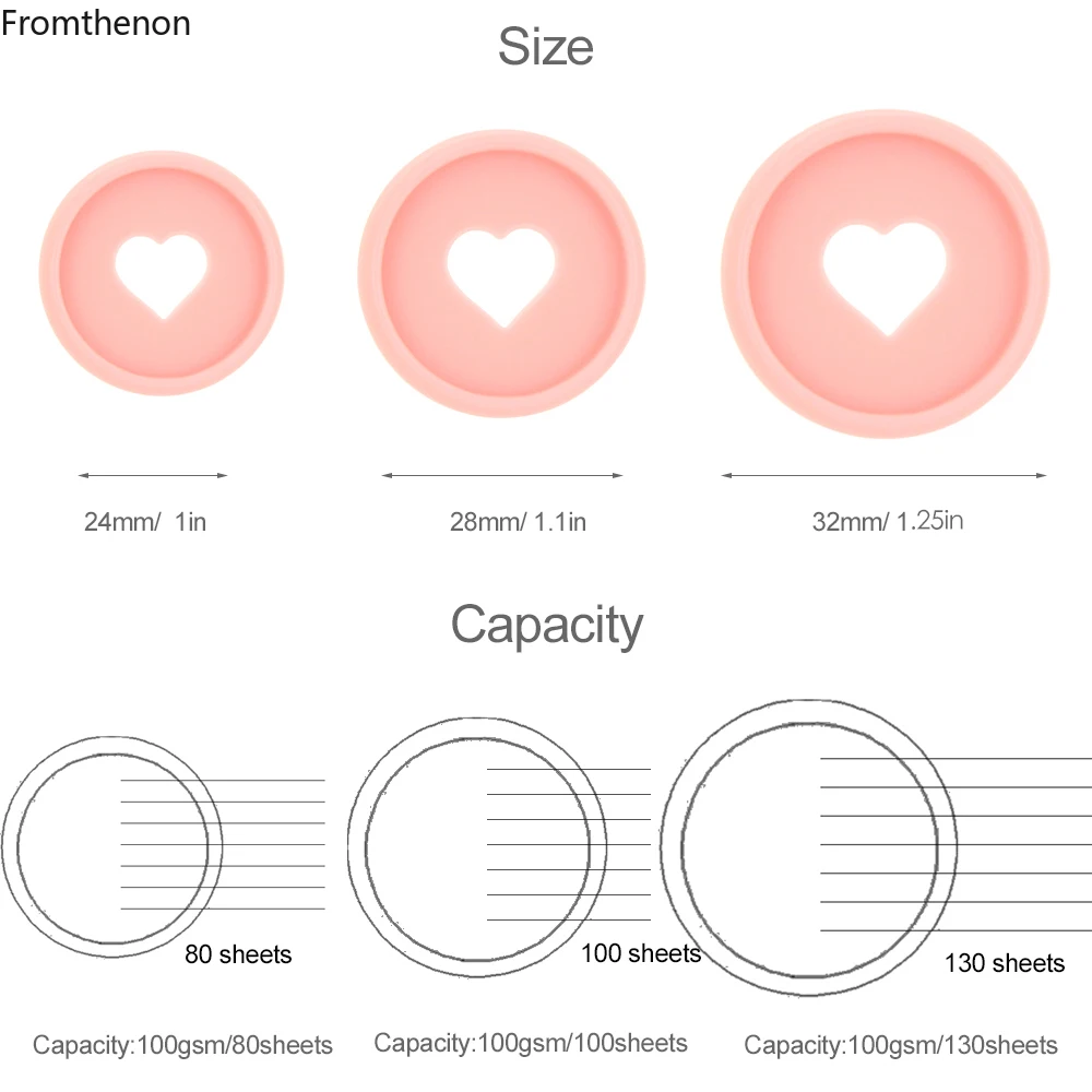 Fromthenon Binder Notebook Plastic Disc Rings 28/32/24mm Macaroon Color Binding Discs In Heart Shape for Mushroom Hole Planner