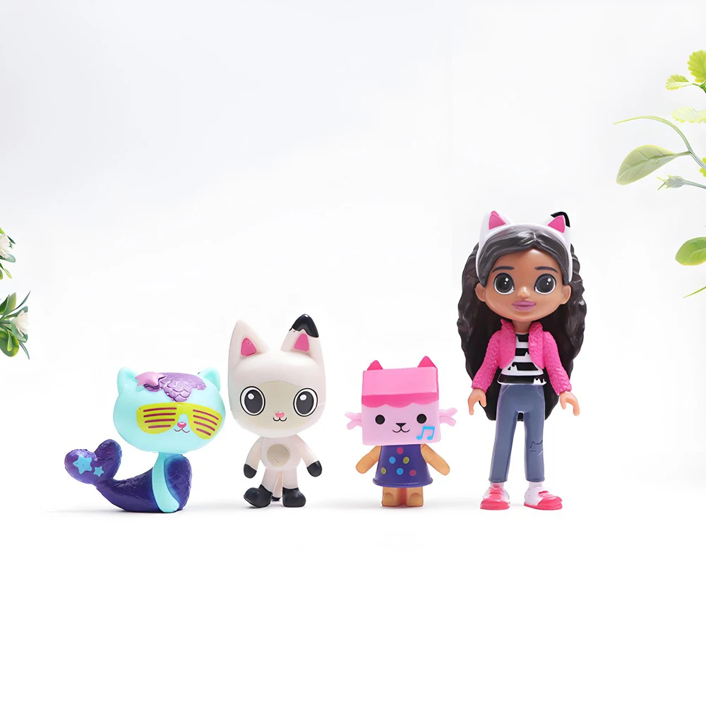 NEW 13pcs Gabby Dollhouse Anime Figure Toy Smiling Car Cat Hug Gaby Girl Dolls Mercat Cartoon Action Figure Xmas Birthday  Gift