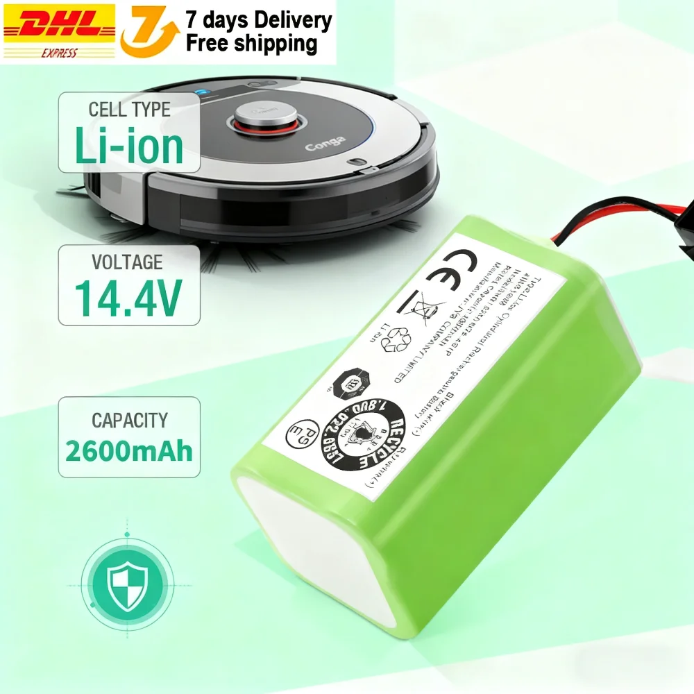 14.4V 2600mAh Original Battery - Replacement for Robovac 11/Tesvor X500 & Conga Excellent 990/1090/1790/1990/Deebot N79S/N79/DN6