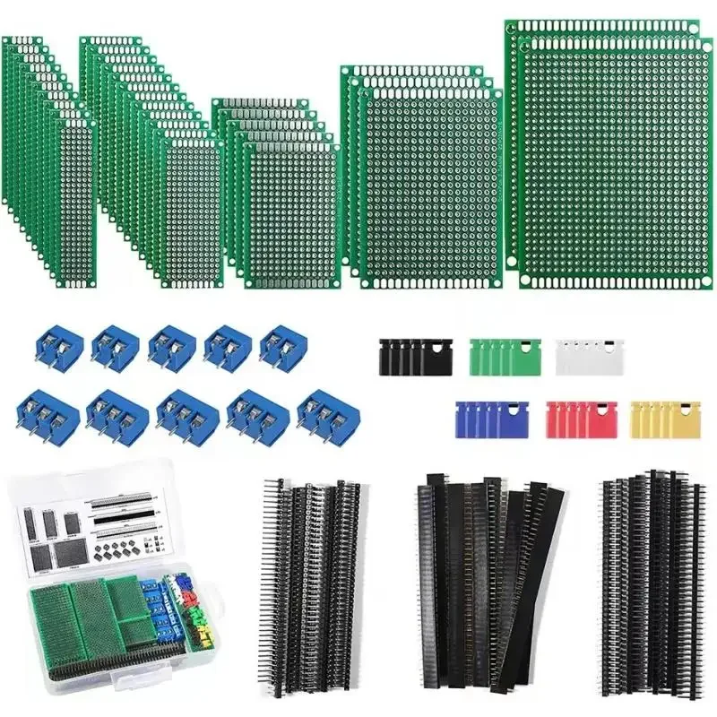 100PCS Double Sided PCB Prototype Board Kit Assorted Sizes DIY Perfboard for Electronics Projects