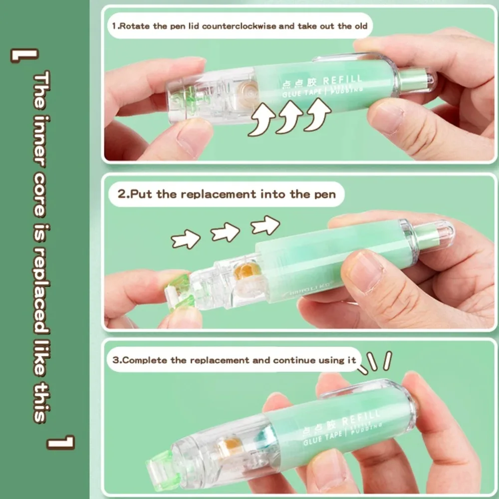 Double-sided Adhesive Press Spot Glue Pen High Viscosity Replaceable Core Correction Tape Glue Tape Stationery Large Capacity