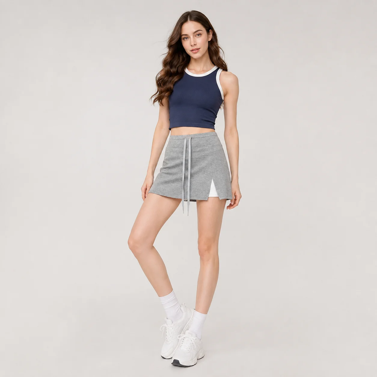 EOENKKY Women’s High Waist Athletic Skort with Built-In Shorts Pocket Drawstring Side Slit A-Line Tennis Skirt Summer Casual Wea