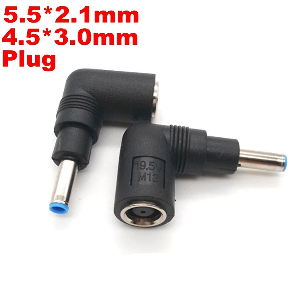 1 pcs Right Angle Connector 7.4*5.0mm To 4.5*3.0mm DC Power Charger for HP Dell Blue Tips Copper Core Laptop Adapter