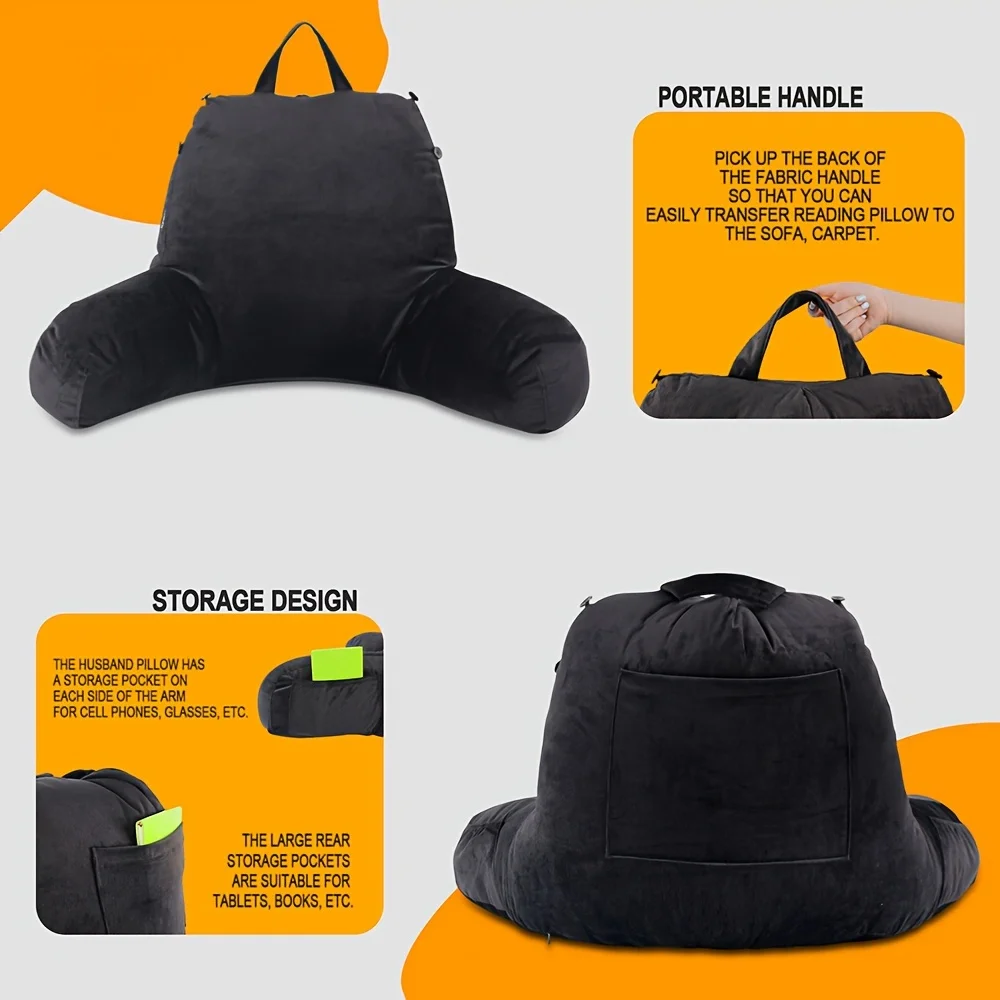 1pc Home Reading Pillow, Jacket All Production Crimping Design, Headrest Piping Design, Removable And Washable, All For The Hidd