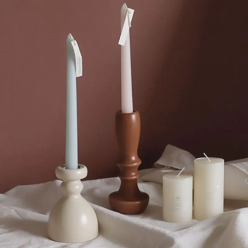 Ins Style Ceramic Candlestick Creative Ceramic Vase Candle Holder Decor Living Room Home Homestay Decorations Simple Pure Color