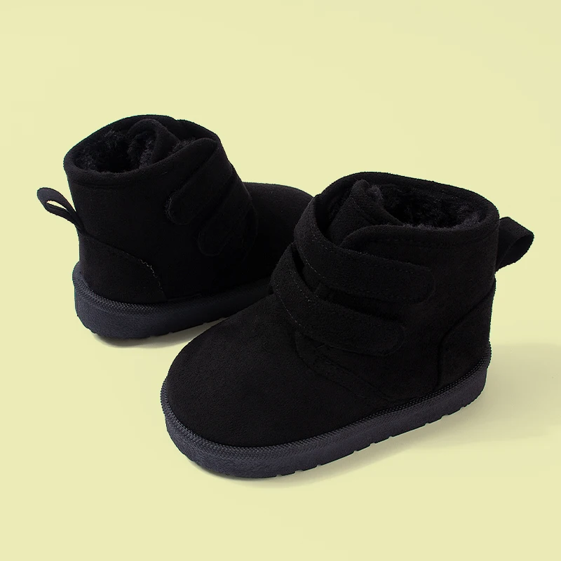 High Quality Kids Winter Popular Outdoor Casual Hard-wearing Snow Boots Children Fashion Black Plush Shoes EKF85