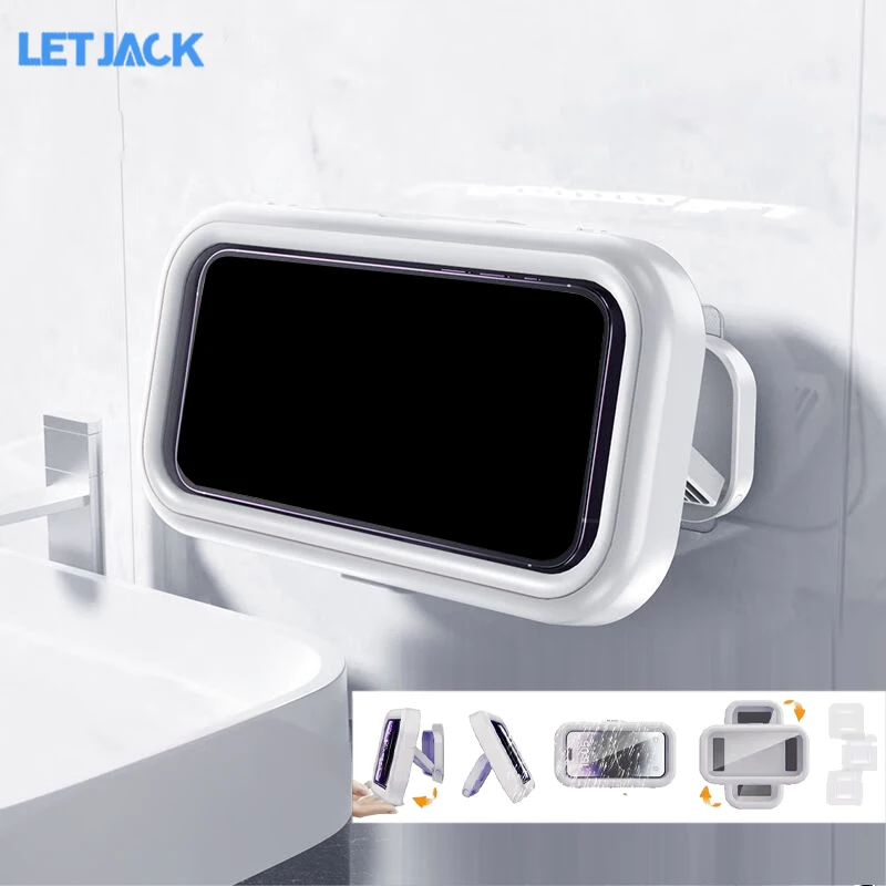 

Водонепроницаемый настенный держатель для телефона в ванной комнате 360° ° Регулируемый угол поворота, телескопическая кухонная подставка для душа, аксессуар для телефона