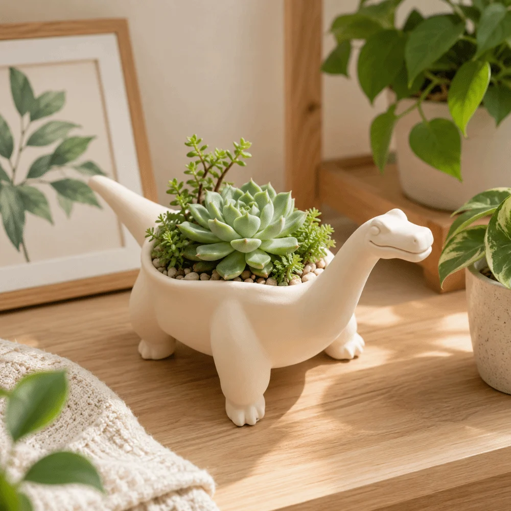 Creative 3D Printed Dinosaur Flowerpot Desktop Decoration Ornaments Mini Flower Pot Funny Plant Planting Pot Balcony