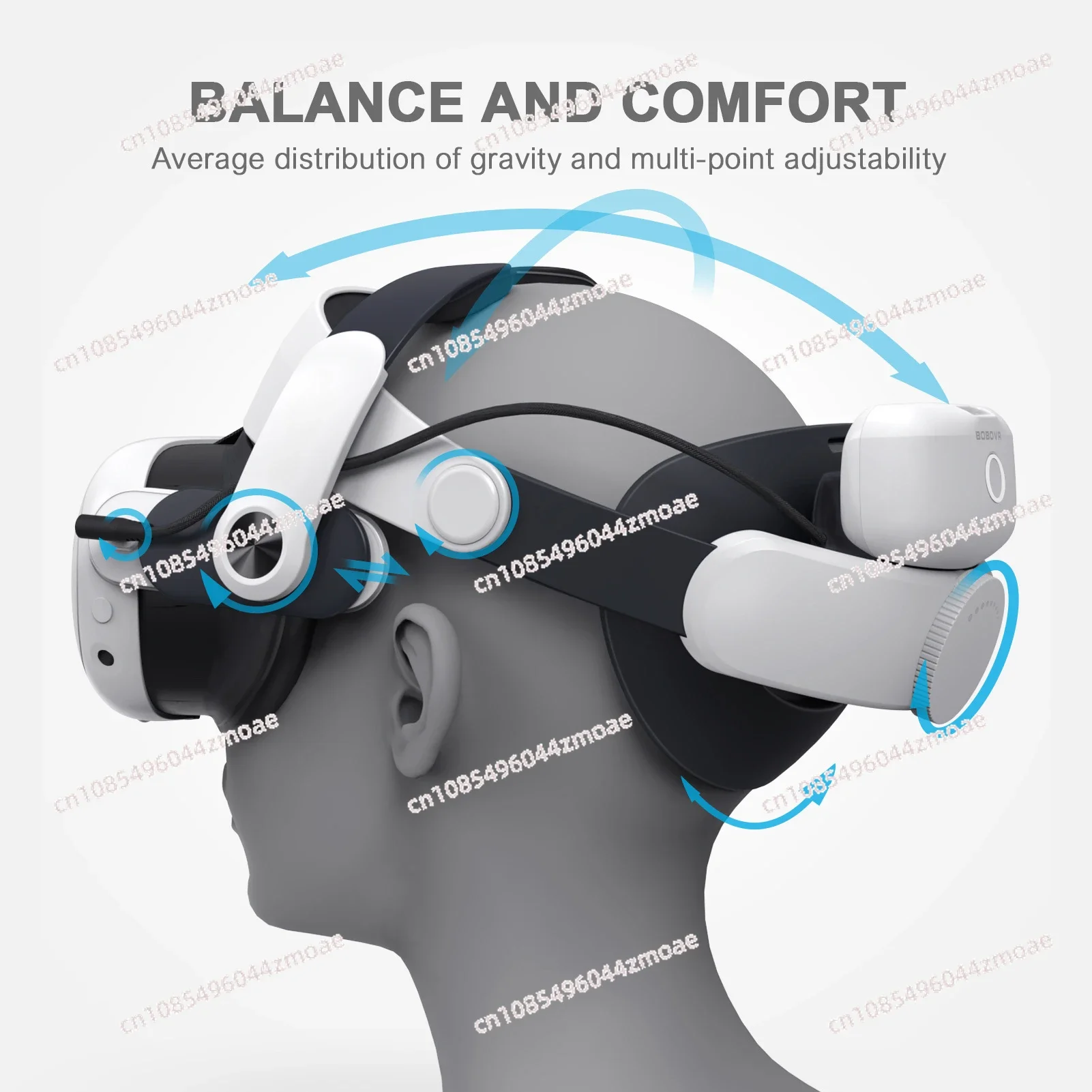 Battery Pack Head Strap with Magnetic Dock for VR Headset 3 Elite Strap Replacement