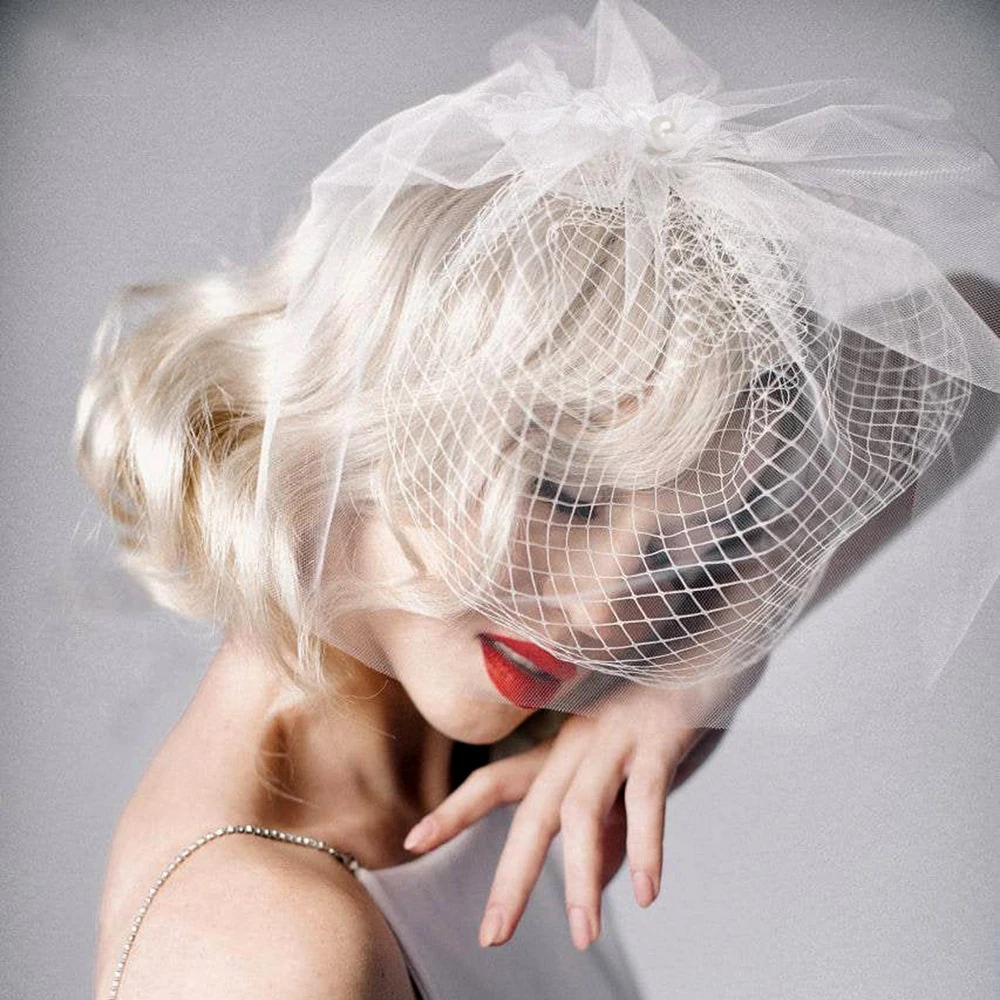 Dames Birdcage Veil Wedding Bridal Hoeden Wit Gezicht Veils Blusher Sluier Bruid Hoofddeksels Kerk Cocktail Party Haaraccessoires