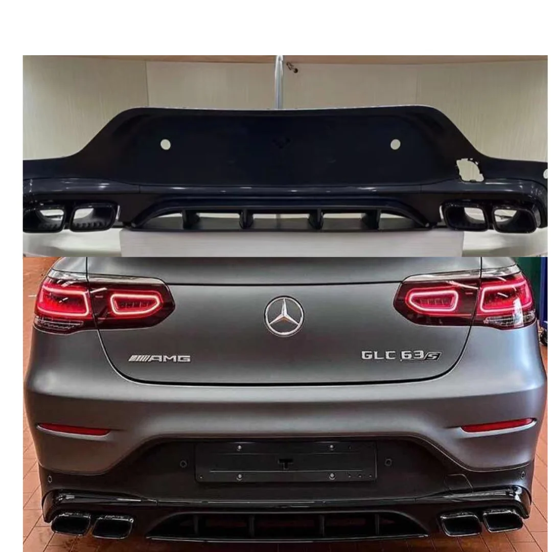 

Aftermarket Gloss Black Rear Diffuser Exhaust Tips For Mercedes GLC X253 C253 Coupe GLC300 GLC43 2019-2022