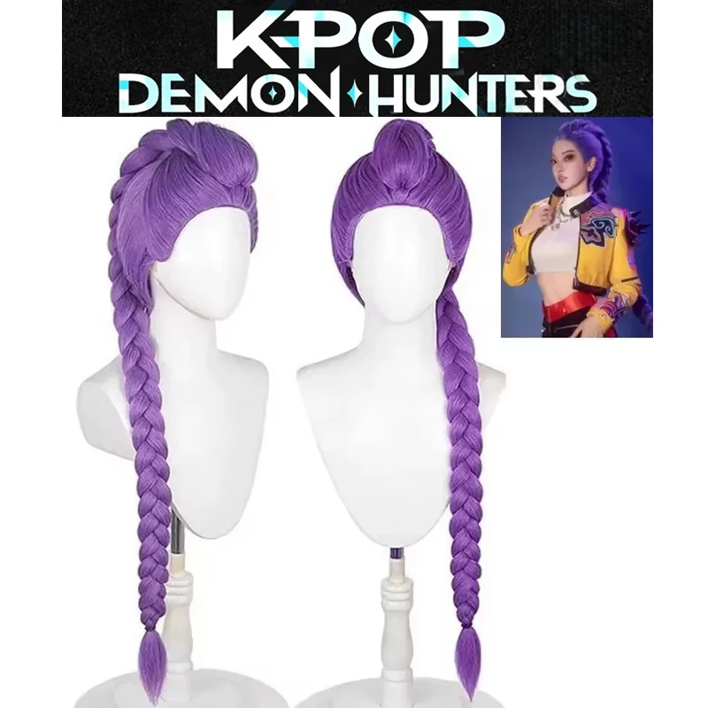 Parrucca cosplay per ragazze Kpop del film 2025 Mira Rumi Zoey #   Cacciatori di demoni viola # Puntelli cosplay di Halloween per capelli lunghi rossi neri # #