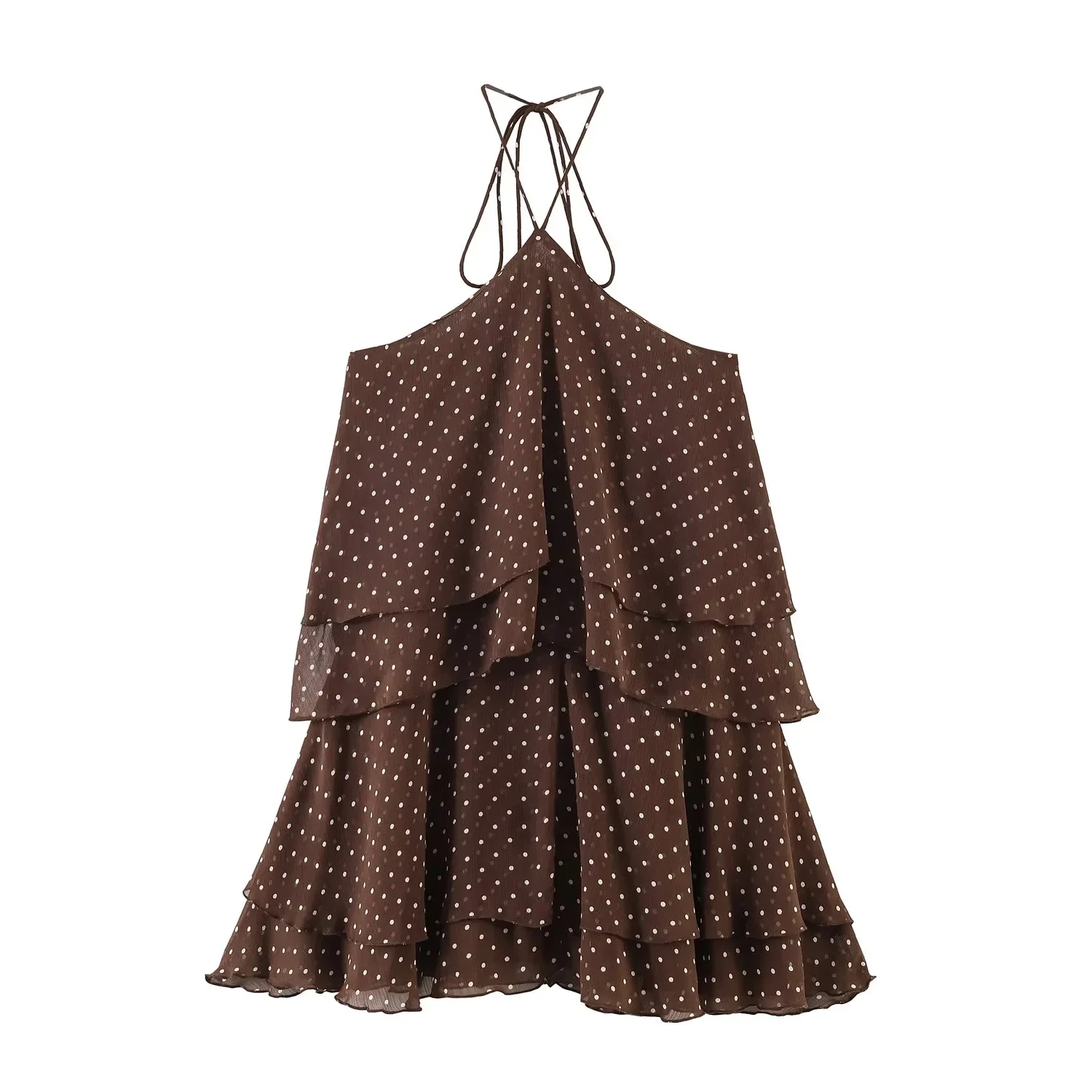 KONDALA Elegante Party Sexy Chiffon Vrouwen Mini Jurk Dot Halter Backless Jurk Mode 2026 Lente Zomer Vakantie Strand Jurk - afbeelding 2