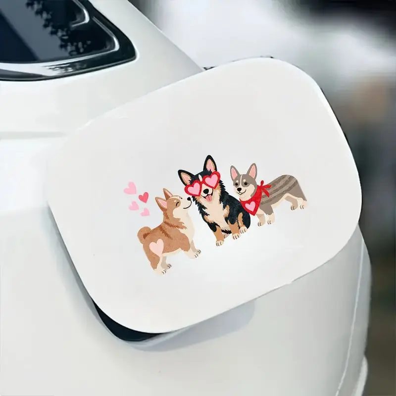 1Pc Cute Corgi Dog Heart Vinyl Sticker, Waterproof Self-Adhesive Decal for Car Window, Bumper & Smooth Surfaces