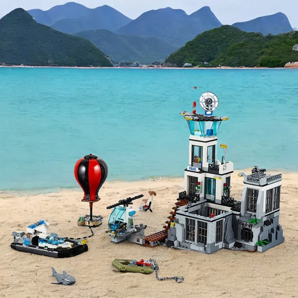 

750 + шт., городская серия, морской тюремный остров, полицейское здание, скоростной катер, сборка, строительные блоки, новинка 2025 года, детские игрушки, подарки MOC