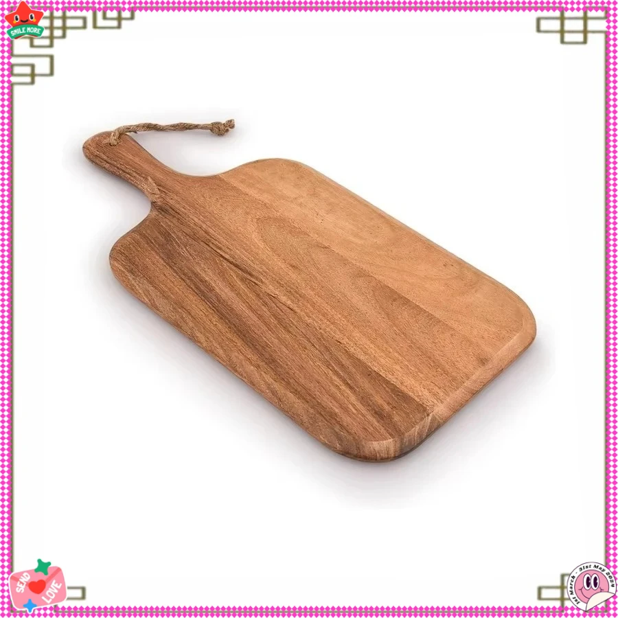 Разделочная доска из акации для мяса, сыра, хлеба, овощей и фруктов с ручками (15 x 7 дюймов)