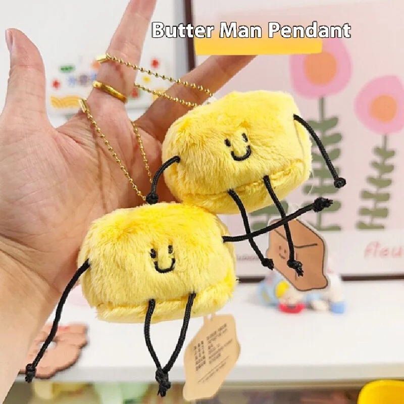 Soft Butter Pendant Creative Plush Cute Cartoon Figure Student Backpack Pendant Key Chain Girl Gift Couple Backpack Pendant