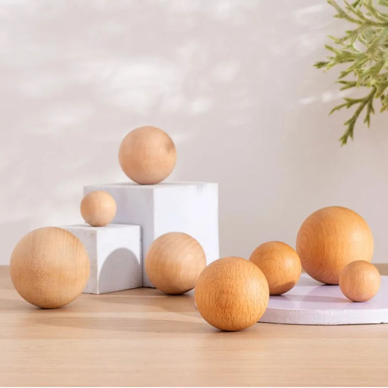 Round Wooden Knobs 30mm Handles for Cupboard and Drawer Natural Decor Ball Kitchen Cabinet Handle Simple Furniture Hardware