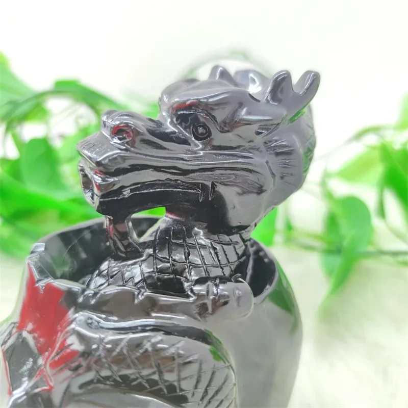 Wholesale Black Obsidian Dragon Skulls Backflow Incense Holder Crystal Incense Burner