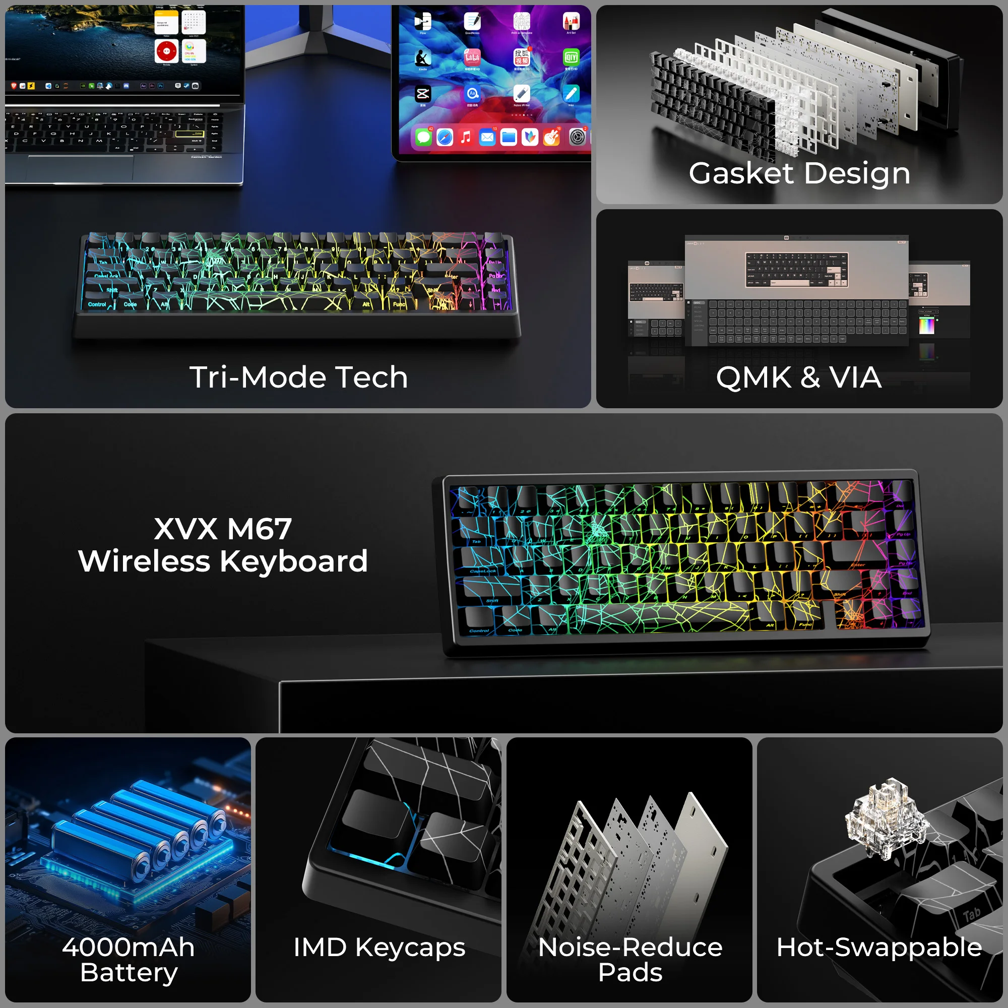 XVX M67 60% Percent Keyboard W - Gaming Keyboard Thocky ulasan dan harga